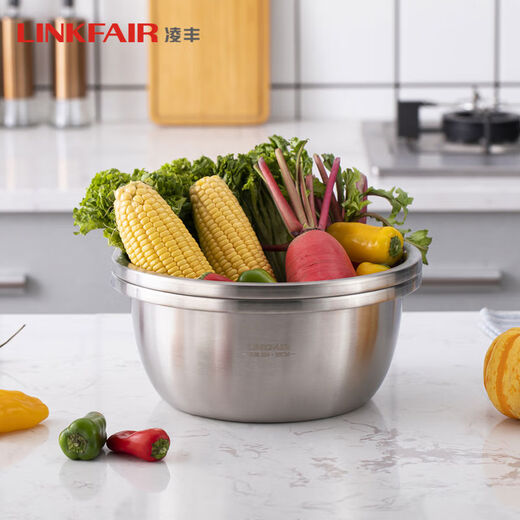 Jie Yu Cat Thickened 304 Stainless Steel Water Filter Basket Washing Basin Washing Fruit Household Rice Soup Basin Leaking Basin Set 24cm