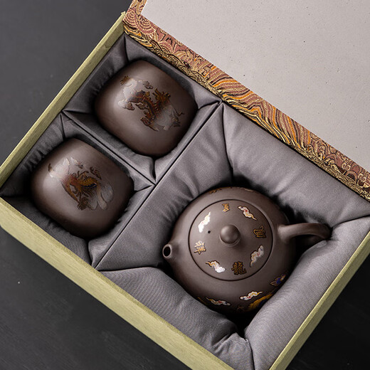 Yunhua Color Changing Fengming Xishi Pot Dragon and Phoenix Chengxiang Tea Cup Good-looking Semi-Handmade Broken Water Teapot Company Accompanying Purple Clay Color Changing Fengming Pot+Dragon Cup+Phoenix Cup