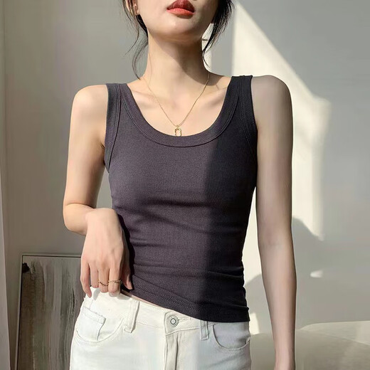 季节里吊带背心女成熟莫代尔螺纹色夏季运动外穿无袖t恤防走光内搭打底 白色+深咖色莫代尔棉 M 建议80-95斤