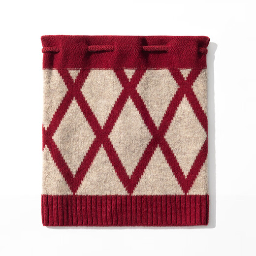 Da Vinci password pure wool knitted hat scarf dual-purpose autumn and winter 2025 new fashion scarf for women warmth to give girlfriend gift dark red 27cm*25cm
