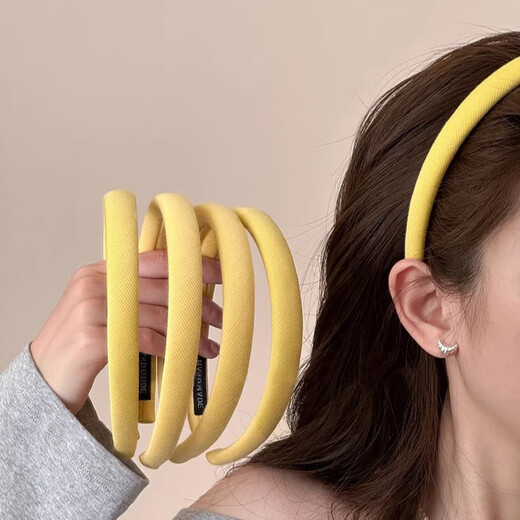 BARY REEF Elegant Goose Yellow Korean Fabric Hair Hoop Women's 2025 New High-Skull Pressure Hair Headband High-Quality External Hair Accessory Yellow Hair Hoop