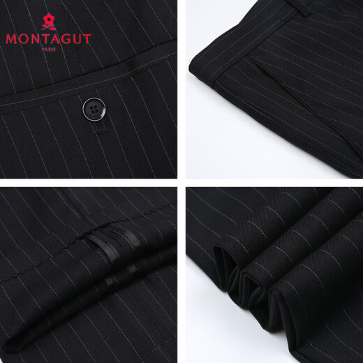梦特娇（MONTAGUT）高端男裤夏季薄款桑蚕丝中老年商务休闲直筒裤免烫长裤父亲节礼物 深灰方格纹9866(秋冬款) 29码[2尺2腰围] 均码