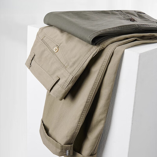 Hengyuanxiang printemps et automne de papa d'âge moyen Pack de coton pur pantalon décontracté masculin automne et hiver lâche épais et pantalon mince d'été moyen d'âge moyen A301-9906 Khaki-pure de style épais 301-9906