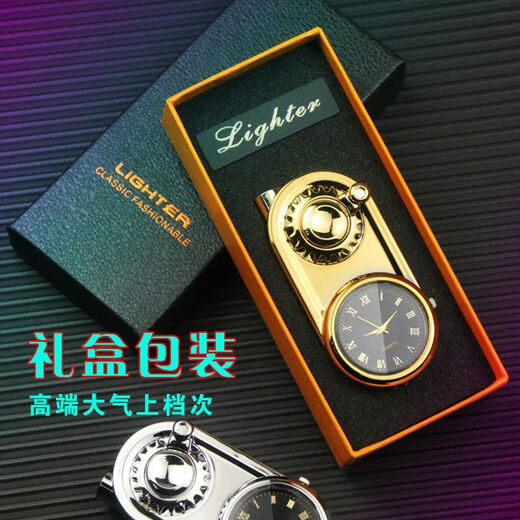 MIEHONE fingertip gyro watch, high-looking rocker arm, real watch, windproof blue flame lighter, personalized creative quartz watch, inflatable one-hand gyro watch * bright black, 1 stand-alone (gift box)