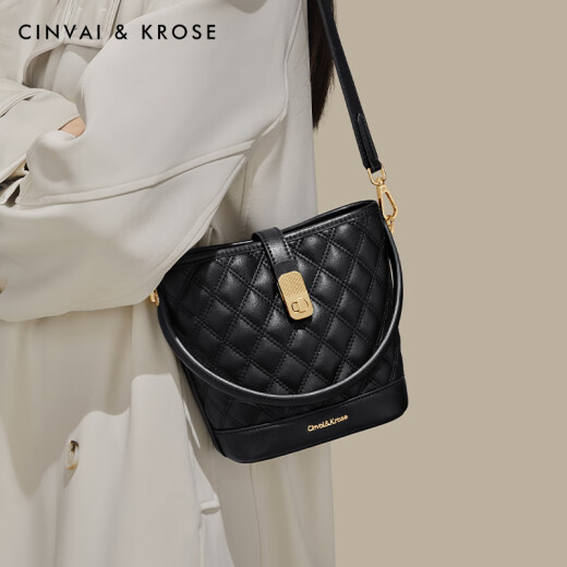 CinvaiKrose小c&k水桶包女包包女式2025新款单肩斜挎包手提包 黑色Black-张雅钦同款【2025年新