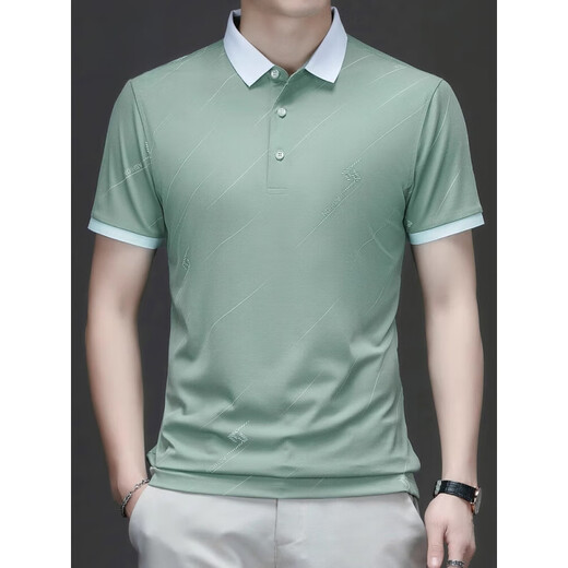Kooshi Luxus Polo-Shirt Herren-Revers halbärmelige Top 2025 Sommer Neugeschäft Casual Kurzärmer T-Shirt Männer 1105 Grün M [90-110jin [Jin gleich 0,5 kg]]