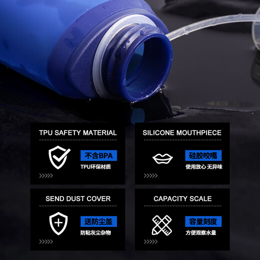AILUKI Japanese Sports Soft Bottle Outdoor Running Silicone Foldable Water Bag Cycling Cross-Country Marathon 250ml Blue (excluding straw)_Including dust cover