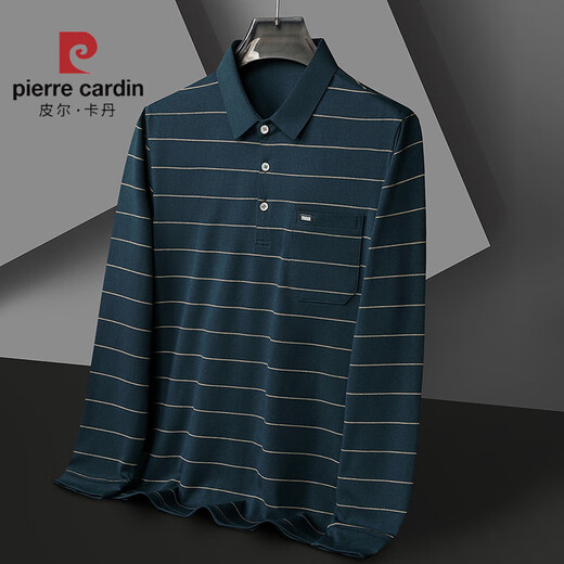 皮尔卡丹（pierre cardin）中年男士棉T恤长袖爸爸春装打底衫中老年人男装上衣polo衫棉体恤 HH826灰色 M 【115斤内】