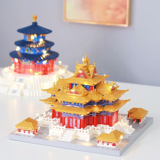 山头林村天坛祈年殿中国风建筑兼容积木儿童拼装玩具生日礼物 太和殿3888颗粒送灯饰+工具+亚