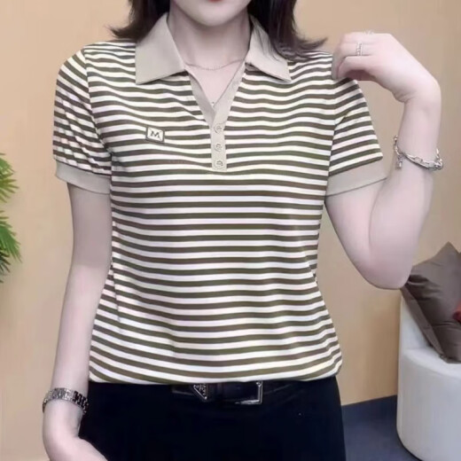 Mujeres de mediana edad de Jincaiwán de 40 a 50 años en ropa de verano para mujeres de verano para mujeres de manga corta Madre de moda Mother Women's Summer 9928 Brown Color M 85 a 100 Jin [Jin equivale a 0,5 kg]