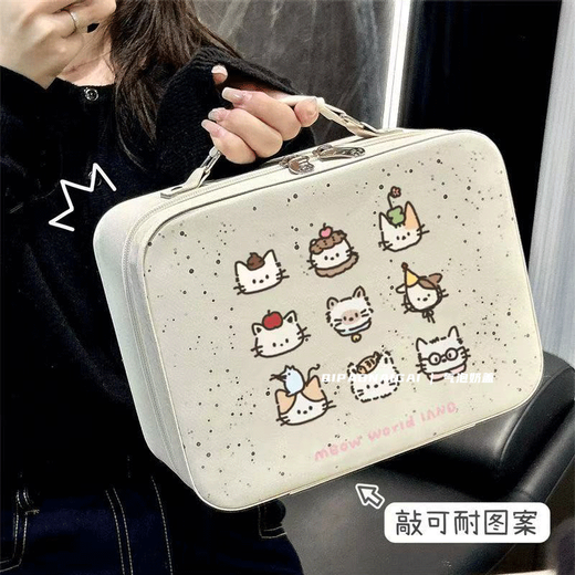 2025 Sac de maquillage avec miroir grande capacité Boîte de maquillage mignon petite valise pour femmes voyage portable cosmétique image principale