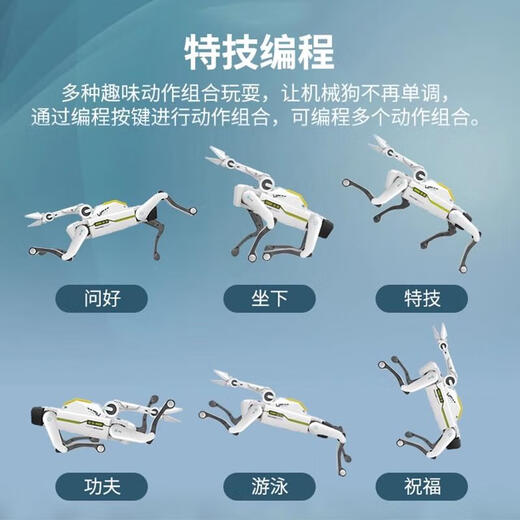 2025 neuer Roboterhund Bionic Roboter High-Tech AI Electric Smart Toy Dog Dog Voice Childy Toy Sechs AI Bionic Robot Dog-With-Sender [Mobilfunkbetrieb [Drei elektrische Akkulaufzeit ist ca. 120 Minuten] Fernbedienungsbatterie +