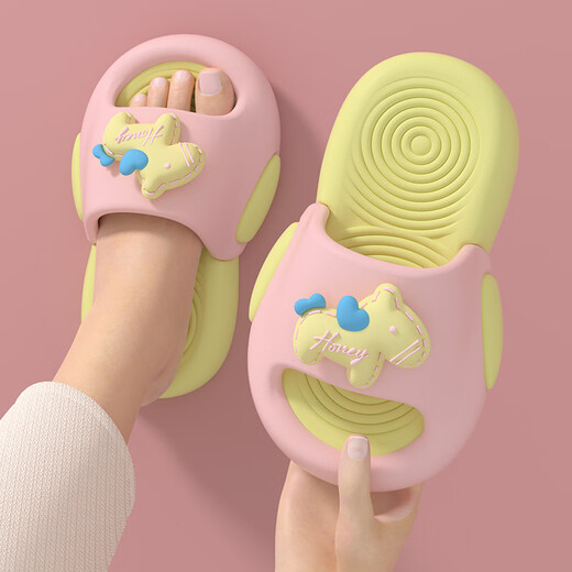 Gongmao cute cartoon pony children's slippers summer thick-soled indoor and outdoor breathable non-slip slippers for boys and girls blue and white 26-27 inner length 17cm