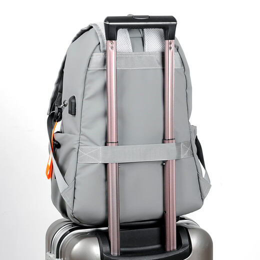 Kangaroo Backpack Men's Backpack Large Capacity Business Laptop Bag Middle School and High School College Student Bag Women's Travel Bag Gray Upgraded USB Interface + Convenient Headphone Jack