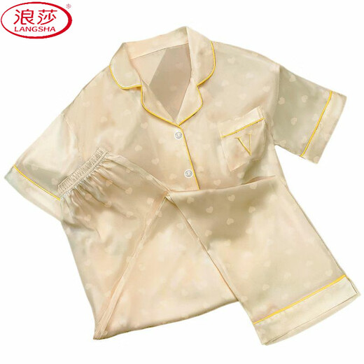Langsha 2025 Neue Pyjamas für Frauen im Sommer Eisseide Kurzärärmelte High-End-Großgröße für Outdoor-Kleidung im Freien YX9214 m (75-95) Jin [Jin ist gleich 0,5 kg]