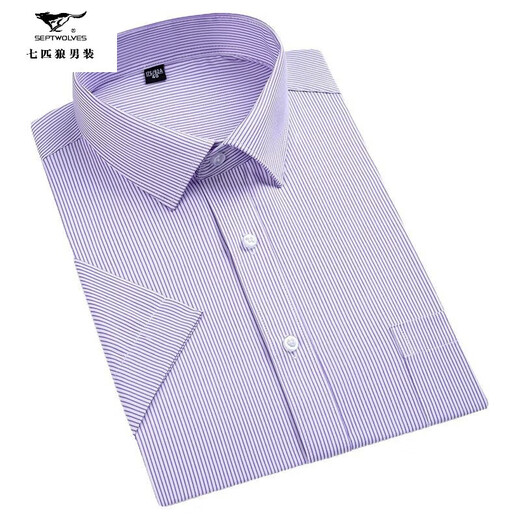 
Seven Wolf men's short-sleeved shirt 2025 summer middle-aged business casual versatile comfortable and breathable cotton professional work shirt DX6630 38