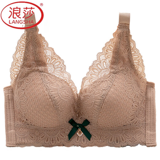 Langsha (Langsha) Pestes en dentelle de sous-vêtements Soutien supérieur confortable et soutien-gorge anti-sac sans anneaux en acier rassemblant un soutien-gorge épais a l'air de gros style mince sexy 918 70a 32b