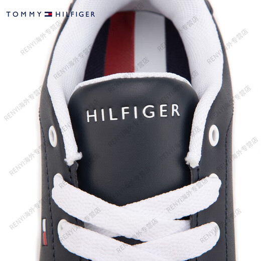 汤米希尔费格（Tommy Hilfiger）童装男字母潮流经典复古休闲鞋百搭运动鞋板鞋TH官方旗舰正品 海军蓝695 35