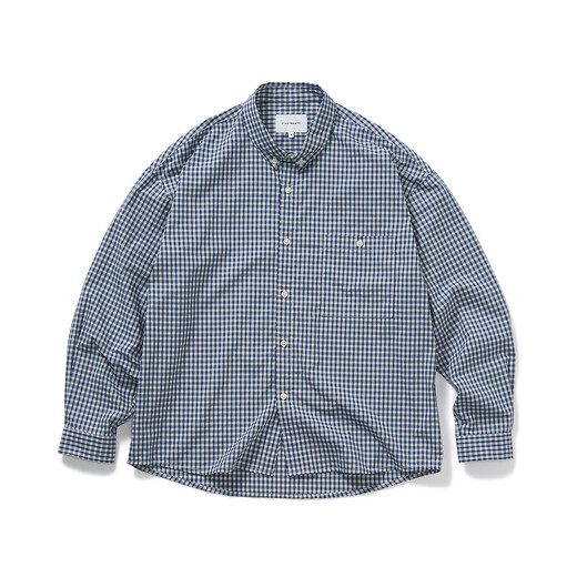 714street宽松纯棉情侣长袖蓝色格子衬衫男女2025秋miu系衬衣【尺码偏大】 蓝白格纹 L