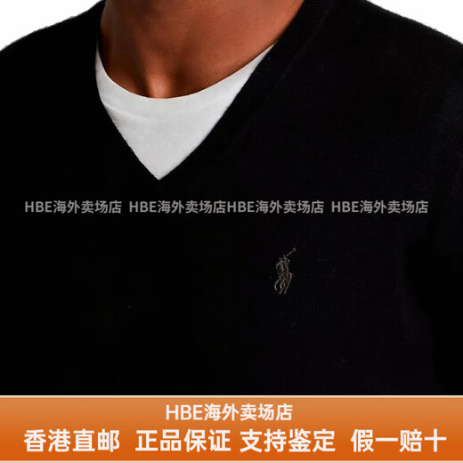 Polo Ralph Laurenralph Lauren Pony Logo Stickerei Waschbarer V-Ausschnitt Stricker Pullover Männerstil Geben Sie Freundin Freund Schwarz S