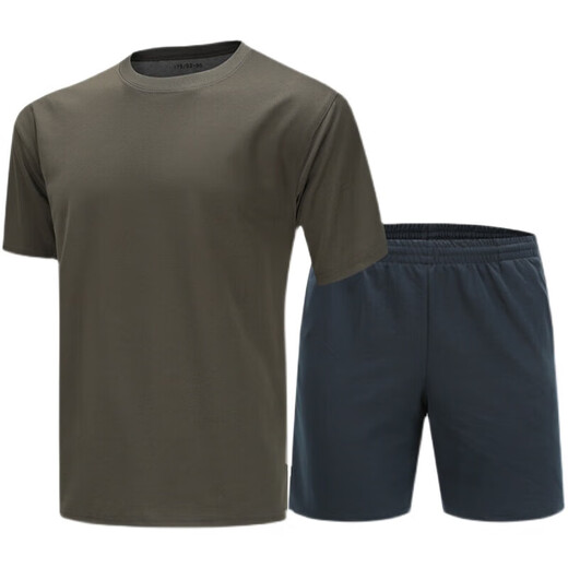 何健弓际华3543体能服训练服套装男夏季透气速干短袖上衣圆领军训体 原厂正单上衣(灰绿色) 165-17084-88(125斤以内)