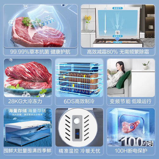 Zexue 1.4-meter freezer for commercial large size large capacity deep body ice cream cabinet commercial household freezer intelligent temperature control with basket island cabinet refrigeration refrigeration dual temperature energy-saving copper tube refrigeration [698 digital display] 1.97 meters long single temperature expansion type 丨 first-level energy-saving