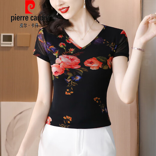 T-shirt à col de couleurs en maille Pierre Cardin Pierre pour les femmes en été New Slim à moitié à manches intérieure de la chemise à la mode petite chemise à manches courtes à manches courtes à manches 6189 Couleur d'image m