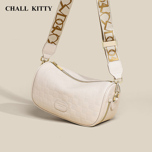CHALL KITTY轻奢包包女包牛皮单肩包斜挎枕头腋下包生日礼物高级感送女友老婆 【白色】ck风时尚百搭小众高级感