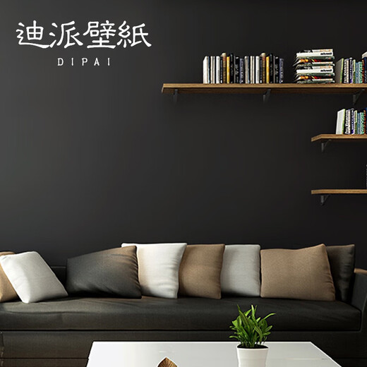 Dark pure pigment brown non-woven black wallpaper Nordic living room and bedroom background gray wallpaper sense SY1047F/dark gray 10 meters x 0.53 meters non-self wallpaper only