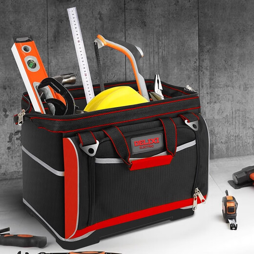 Delixi's flagship tool bag is strong and durable, multifunctional repair canvas electrician's special storage bag, men's thickened tool bag