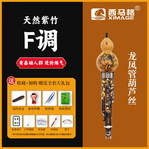 西马格葫芦丝c调小学生专用初学者成年人降B调专业演奏级品牌旗舰店乐器 [龙凤管]演奏型F调+赠品