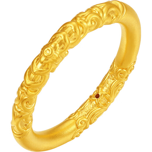 Saturday blessing scroll grass pattern gold ring women's pure gold birthday gift price A0115846 No. 13, about 1.15g