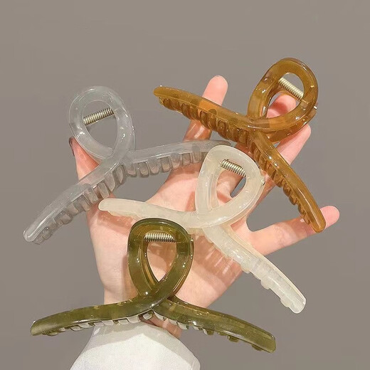 Ins style Korean jelly color large shark clip acrylic hair clip hair accessories internet celebrity grab clip headband 1 piece (random color)