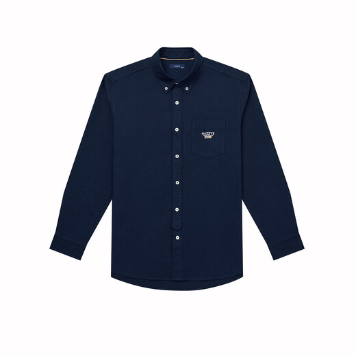 HAZZYS Men's Spring and Autumn Cotton Men's Shirts Front Breast Pocket Oxford Long Sleeve Shirt Men ASCZK1CCX43