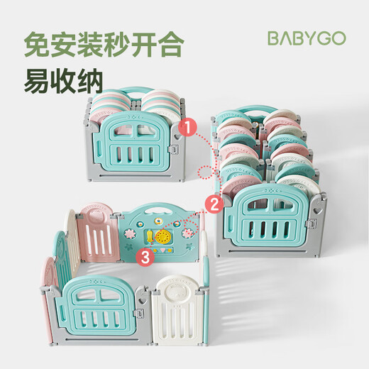 BG-Babygo Bear's Home Game Zaun Innenboden Baby Kletterpolster Guardrail Baby Vergnügungspark falten 12+2