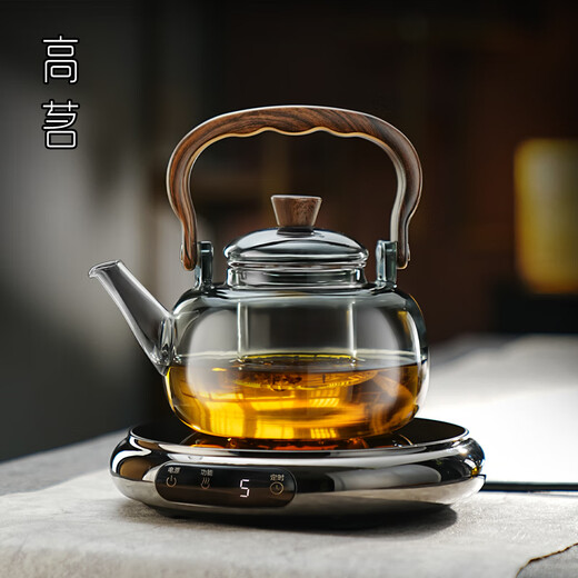 Gaoming high temperature resistant tea kettle for home use ultra-thin electric ceramic stove for tea drinking special thickened handle kettle new glass tea set anti-scald handle kettle + ultra-thin electric ceramic stove 1000ml