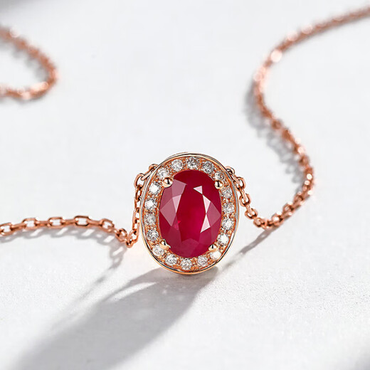 HEEKAIYI Ruby Necklace Women's Colorful 18k Gold Diamond Pendant Chinese Valentine's Day Birthday Gift for Wife and Girlfriend <Supports Customization>