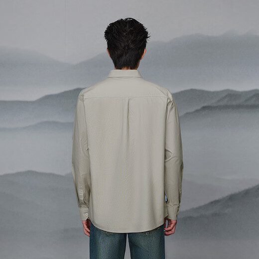 HLA海澜之家长袖衬衫男秋25中华龙纯棉刺绣翻领衬衣男