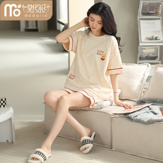 
Modal 2025 new pajamas for women's summer pure cotton shorts shorts spring and autumn summer style can be worn outside home clothing suit ZH-9856# shorts M (80-100Jin[Jin equals 0.5 kg])