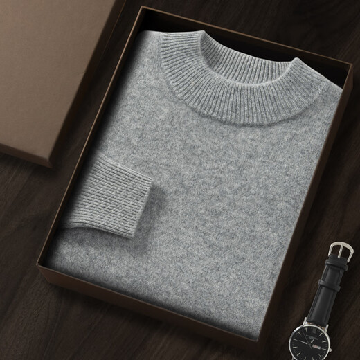 
Mongolian cashmere Ordos City cashmere sweater for men in autumn and winter men's half turtle neck double-strand thickened sweater casual knitted base shirt Navy blue L 130----150Jin [Jin equals 0.5 kg]