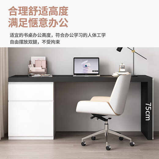 Hongshangju solid wood computer desk, makeup table, cupboard, study desk, bedroom desk, home dressing table, khaki + walnut color 140*60*75cm three drawers