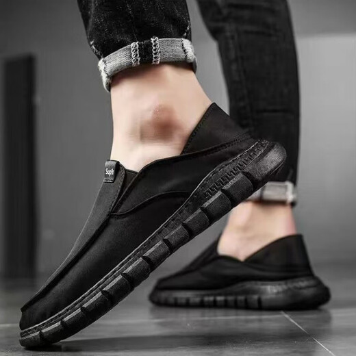 Zapatos de tela de verano huilirui zapatos para hombres transpirables zapatos perezosos zapatos casuales versátiles para hombres s9901 negro 41