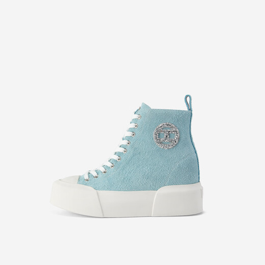 IIJIN 2024 Nouveau 8 cm Sole de l'épaisseur Velvet inversé Couleur solide en velours inversé Chaussures à haut niveau décontractées pour les femmes yf698abc bleu 36