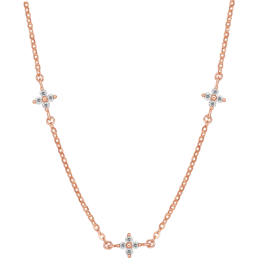 Saturday Fortune 18k gold diamond four-leaf clover necklace stacked with rose gold clavicle chain New Year gift W0513412 40+5cm