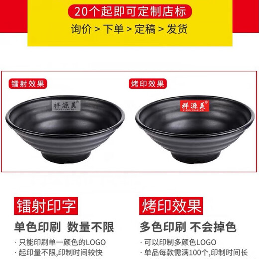 勤凯密胺餐具面碗商用仿瓷拉面大碗黑色塑料米线汤碗麻辣烫面馆专用碗 1105(10.5英寸)出口级 均码