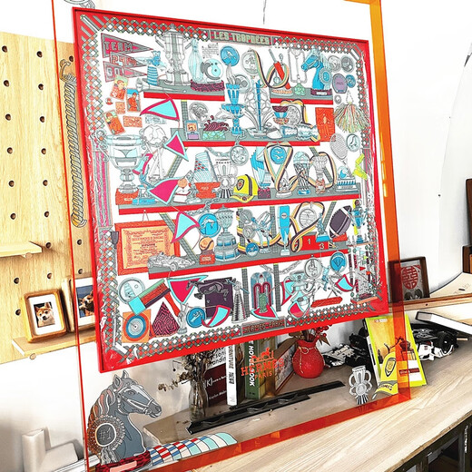 Yonghuan Silk Scarf Mountage sans perte Cadre Ai 90 Frame photo Montage de cheval Cadre d'image acrylique Custom HEXAHELDRIQUE Transparent tridimensionnel entièrement transparent acrylique 9898 cm (carré) Side (5 côtés) Impression