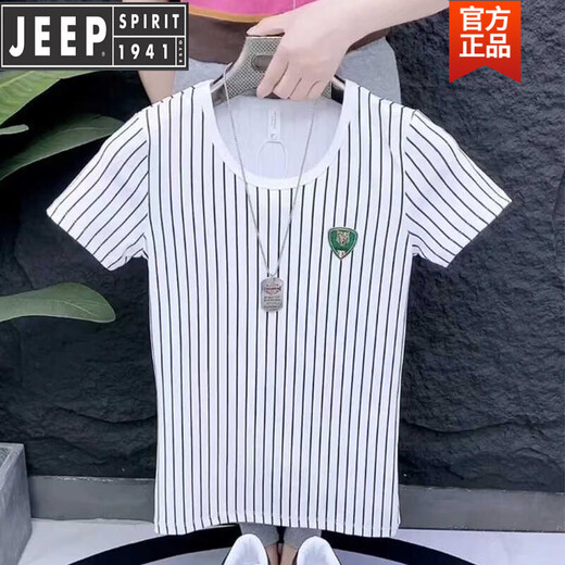 Jeep (Jeep) High-End Koreanische Version vertikal gestreifte Kurzärmel-Männer Sommermodentrend Vielseitige Persönlichkeit hübsches junger Mann halbärmelig.