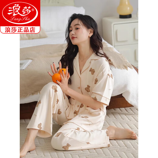Langsha Pajamas para mujeres 2025 Nuevos pantalones de manga corta de algodón puro de verano para el cárdigan femenino Estilo delgado para ropa de ropa al aire libre