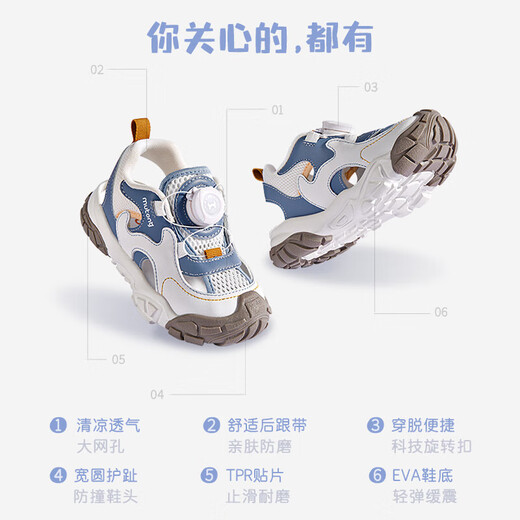 Shepherd Boy Chaussures pour les tout-petits 2025 Été Nouveau style Baotou Girls Sandales Soft Sole Butting Rotating Bouton Chaussures Enfants Pouiche Iceberry 25 Chaussures Inside Longueur 16,5 cm