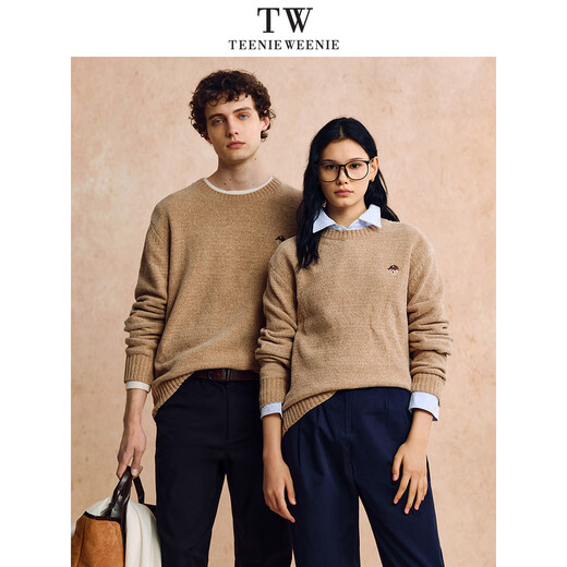 Teenie Weenie Bear Men's Soft Comfortable Warm Casual Embroidered Daily Sweater Beige M